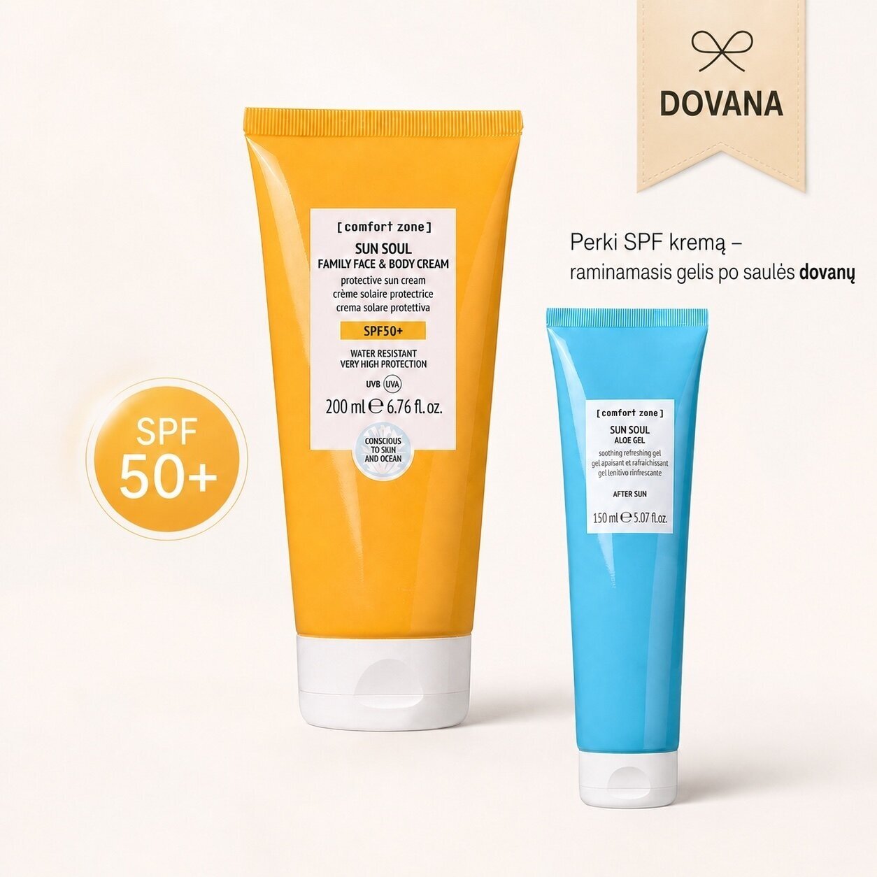 Comfort Zone Sun Soul SPF50 kremas veidui ir kūnui + DOVANA