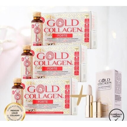 GOLD COLLAGEN FORTE 3 dežutės (rekomenduojamas mėnesio kursas) + 25 eur DOVANA Gold Collagen lūpų balzamas. Nemokamas pristatymas. Populiariausias geriamas kolagenas odai, plaukams, nagams GOLD COLLAGEN FORTE 3 dežutės (rekomenduojamas mėnesio kursas) + 25 eur DOVANA Gold Collagen lūpų balzamas. Nemokamas pristatymas. Populiariausias geriamas kolagenas odai, plaukams, nagams
