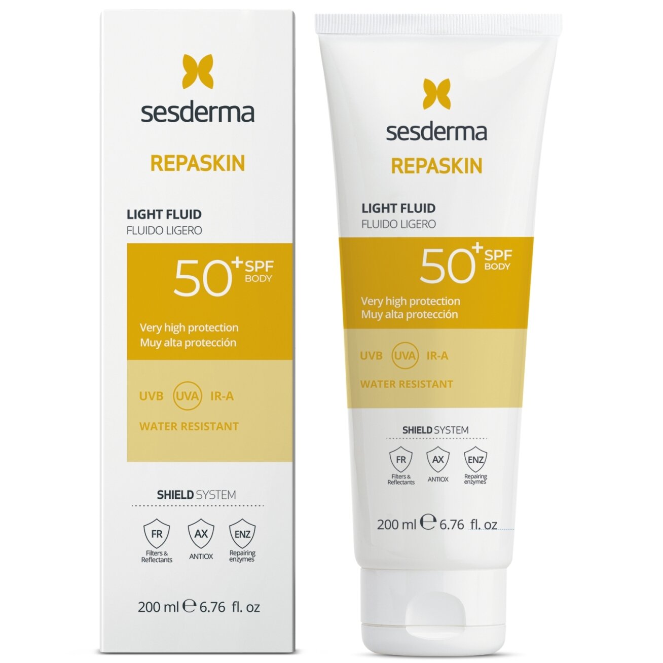 SESDERMA REPASKIN SPF50+ APSAUGINIS FLUIDAS KŪNUI, 200 ML
