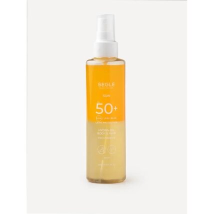 SEGLE apsaugos nuo saulės kūno ir plaukų purškiklis SPF50, 200 ml SEGLE apsaugos nuo saulės kūno ir plaukų purškiklis SPF50, 200 ml